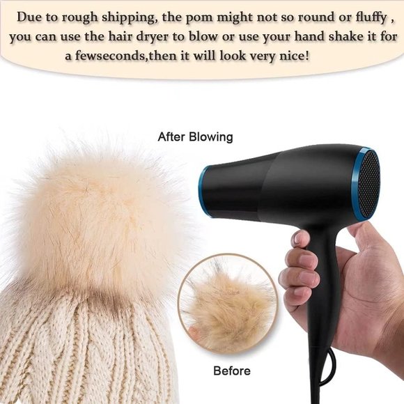 Kids Winter Beanie Children's Warm Fleece Lined Knit Thick Ski Cap with Pom - Picture 2 of 7